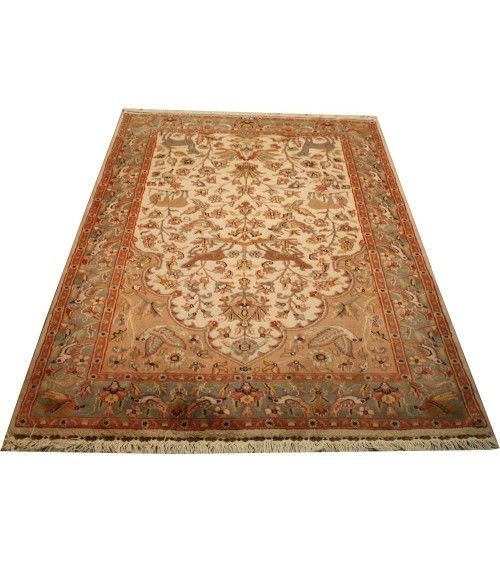 Tapis Pakistan Laine et soie floral designe  - 2